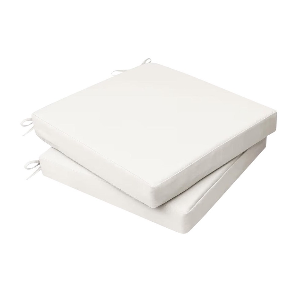 AAAAAcessories 18x18 Outdoor Patio Seat Cushions Set 2 Creamy White Waterproof